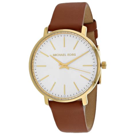 michael kors brown leather watch womens